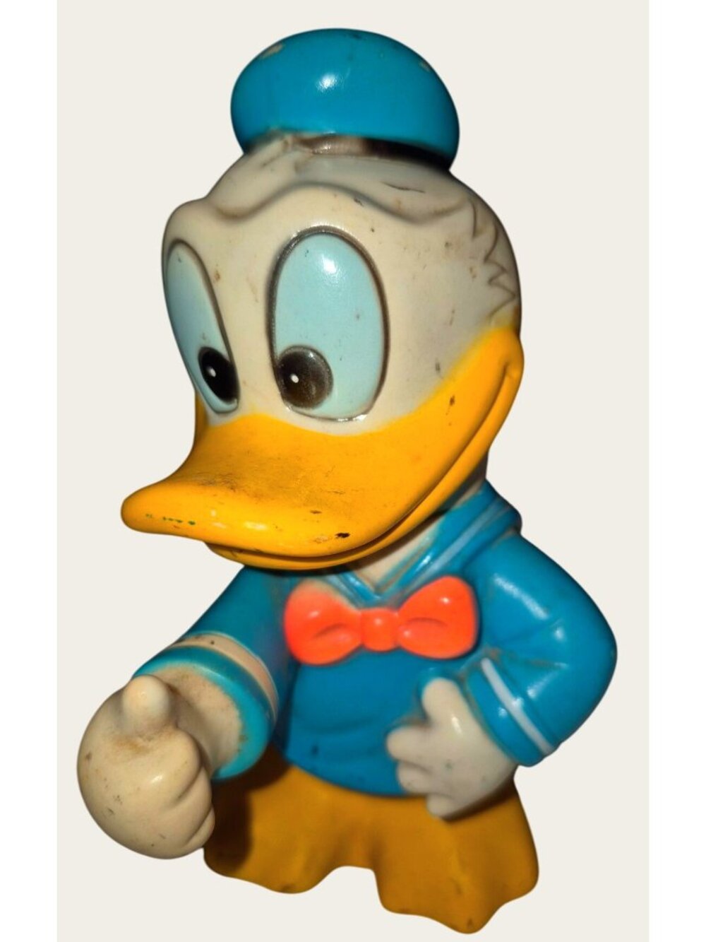 Vintage Donald Duck Rubber Toy Figure Piggy Bank